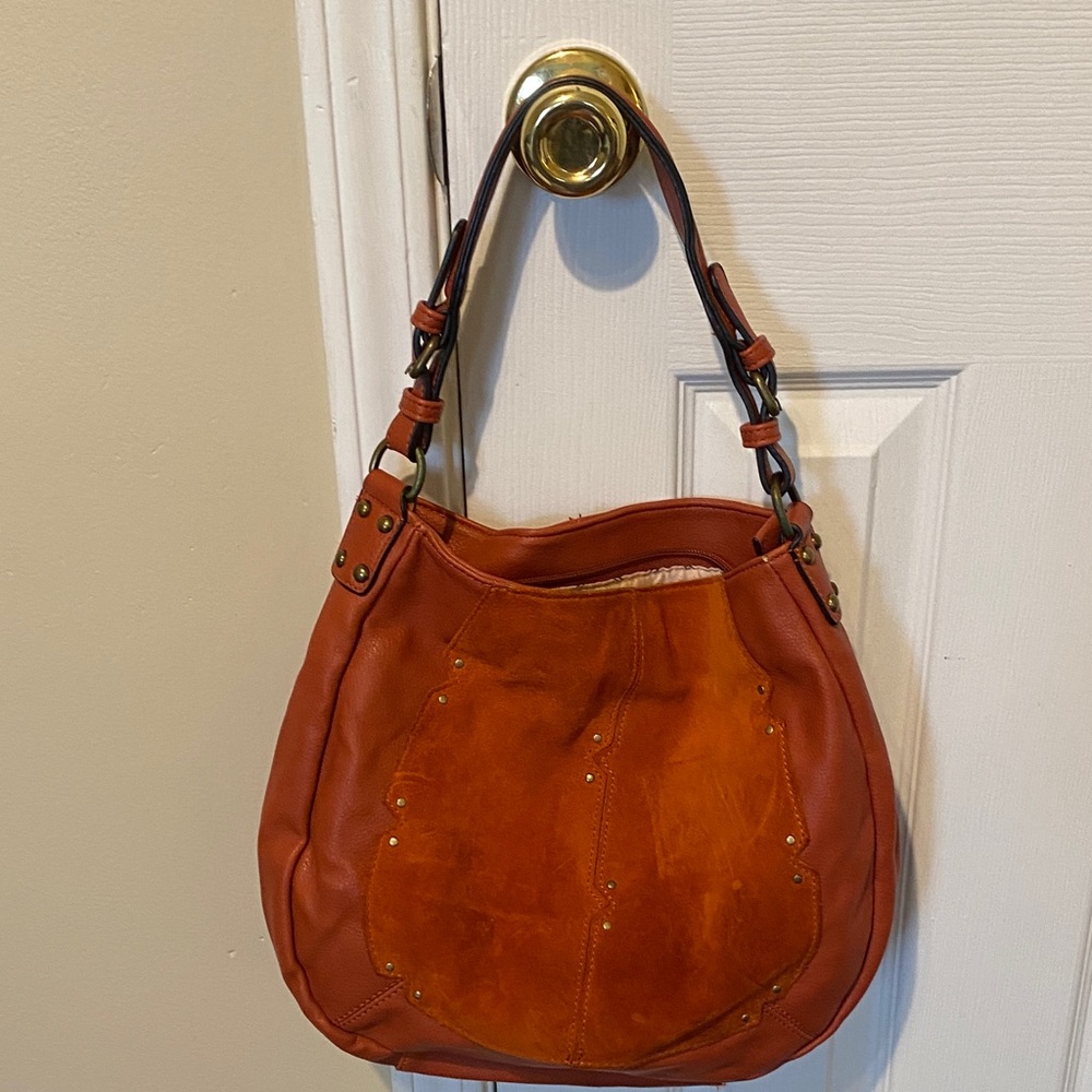 Unique Rust Orange Women's Bag with Gold Details Like New